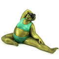 Popular bronze yoga fat lady sculpture